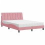 Cama con colchón terciopelo rosa 140x200 cm