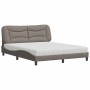 Cama con colchón de tela gris taupe 160x200 cm