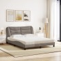 Cama con colchón de tela gris taupe 160x200 cm