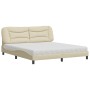 Cama con colchón de tela color crema 180x200 cm