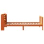 Estructura cama con cabecero madera pino marrón cera 75x190 cm