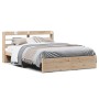 Estructura de cama con cabecero madera maciza pino 120x190 cm