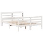 Estructura de cama con cabecero madera pino blanco 135x190 cm