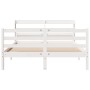 Estructura de cama con cabecero madera pino blanco 135x190 cm