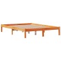 Estructura cama con cabecero madera pino marrón cera 140x200 cm