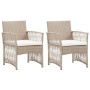 Sillones de jardín con cojines 2 unidades ratán sintético beige