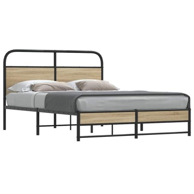 Estructura de cama sin colchón 140x190 cm madera roble ahumado