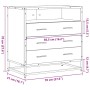 Cómoda de madera contrachapada roble ahumado 70x41x70 cm