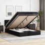 Estructura cama otomana colchón cuero sintético negro 140x200cm