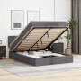 Cama otomana colchón y LED cuero sintético gris 140x200 cm