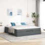 Estructura cama otomana colchón tela gris oscuro 180x200cm