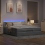 Estructura de cama otomana colchón tela gris claro 180x200cm