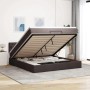 Estructura cama otomana colchón tela marrón oscuro 180x200cm