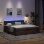 Estructura cama otomana colchón tela marrón oscuro 180x200cm