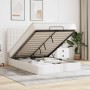 Estructura cama otomana colchón cuero sintético blanco