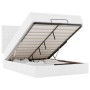 Estructura cama otomana colchón cuero sintético blanco