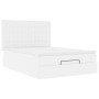 Estructura cama otomana colchón cuero sintético blanco