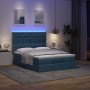 Estructura de cama otomana colchón tela azul pardo 140x200cm