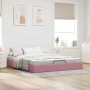 Estructura cama otomana sin colchón terciopelo rosa 160x200 cm