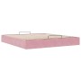 Estructura cama otomana sin colchón terciopelo rosa 160x200 cm
