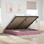 Estructura cama otomana sin colchón terciopelo rosa 200x200 cm