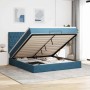 Estructura de cama otomana colchones terciopelo azul oscuro