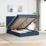 Estructura de cama otomana colchón tela azul pardo 140x200cm