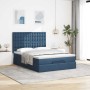 Estructura de cama otomana colchón tela azul pardo 140x200cm