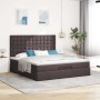 Estructura cama otomana colchón tela marrón oscuro 180x200cm