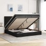Estructura de cama otomana con colchón tela negra 180x200cm