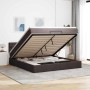 Estructura cama otomana colchón tela marrón oscuro 180x200cm