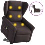 Sillón masaje eléctrico reclinable elevable tela marrón oscuro
