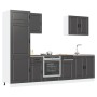 Mueble de cocina Kalmar negra 7 piezas madera contrachapada
