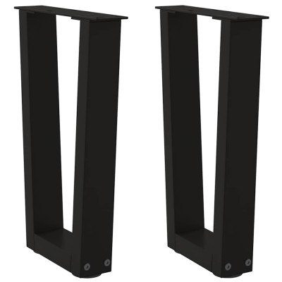 Patas para mesa de comedor en forma de V 2 uds acero negro