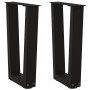 Patas para mesa de comedor en forma de V 2 uds acero negro
