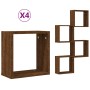 Estantes cubo de pared 4 unidades roble marrón 30x15x30 cm
