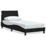 Estructura de cama sin colchón tela negro 90x190 cm