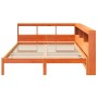 Cama con estantería sin colchón madera maciza marrón 150x200 cm