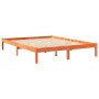 Cama con estantería sin colchón madera maciza marrón 150x200 cm