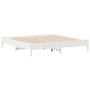 Cama con estantería sin colchón madera maciza blanca 200x200 cm