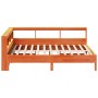 Cama con estantería sin colchón madera maciza marrón 135x190cm