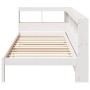 Cama con estantería sin colchón madera maciza blanca 75x190 cm