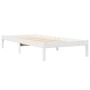 Cama con estantería sin colchón madera maciza blanca 75x190 cm