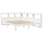 Cama con estantería sin colchón madera maciza blanca 150x200 cm