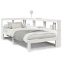 Cama con estantería sin colchón madera maciza blanca 100x200 cm