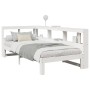 Cama con estantería sin colchón madera maciza blanca 100x200 cm