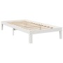 Cama con estantería sin colchón madera maciza blanca 100x200 cm