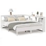 Cama con estantería sin colchón madera maciza blanca 150x200 cm