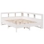 Cama con estantería sin colchón madera maciza blanca 150x200 cm