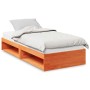 Sofá cama con colchón madera maciza pino marrón cera 90x200 cm